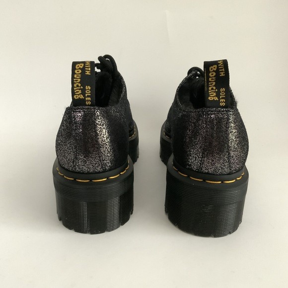 Dr. Martens Quad Platform Crackled Metallic Leather 1461 Quad Boots 8 - Picture 9 of 12